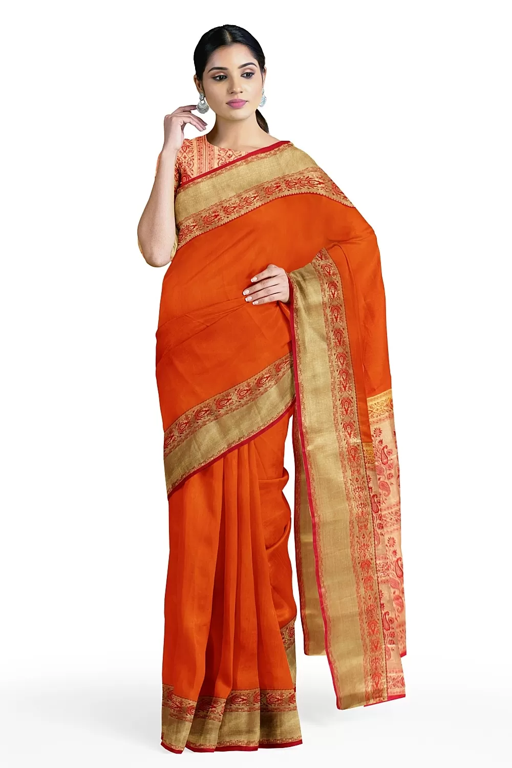 ORANGE KANJIVARAM SILK SAREE