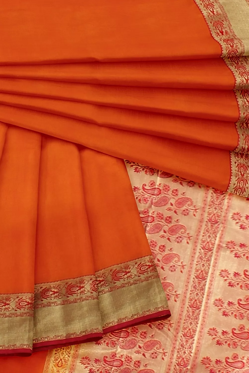 ORANGE KANJIVARAM SILK SAREE