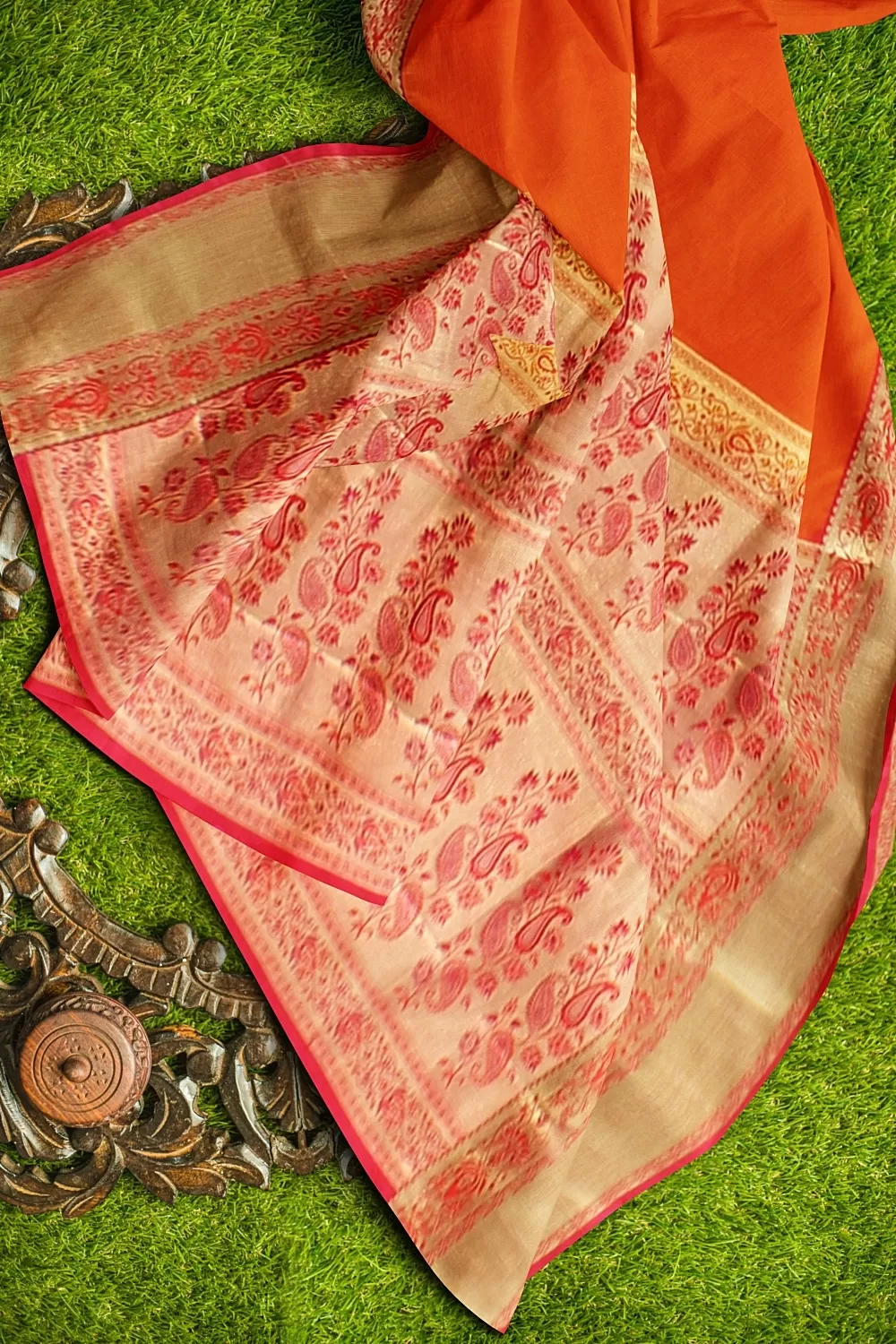 ORANGE KANJIVARAM SILK SAREE