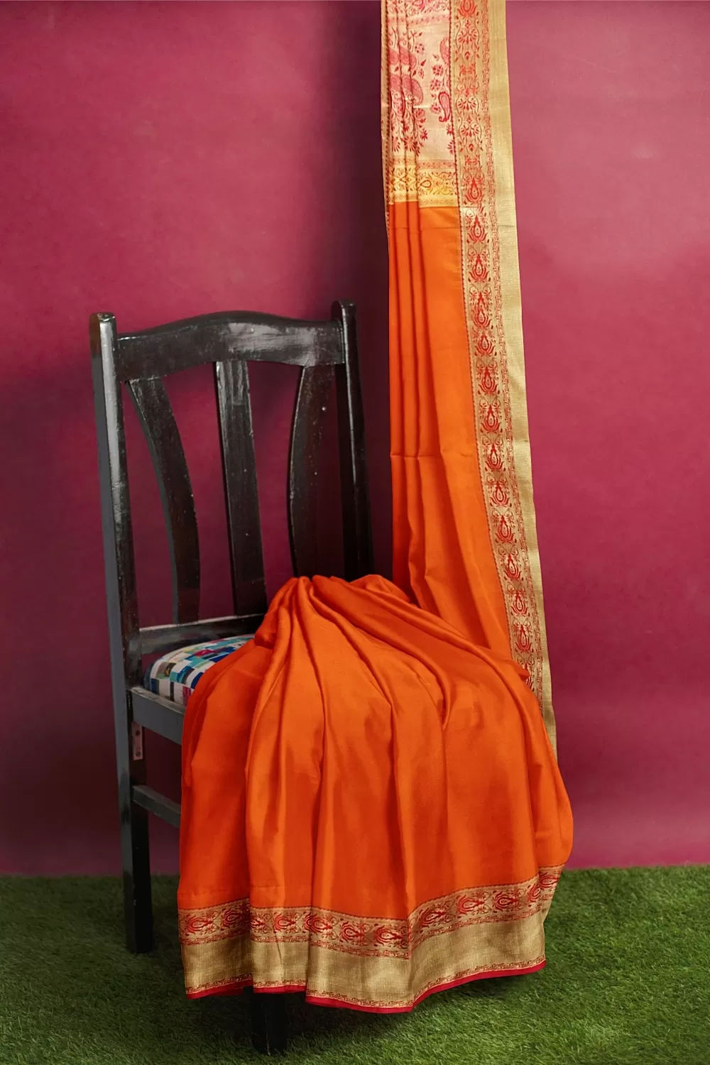 ORANGE KANJIVARAM SILK SAREE