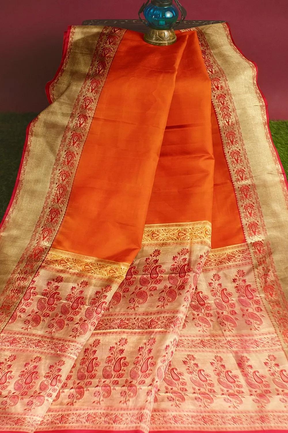 ORANGE KANJIVARAM SILK SAREE