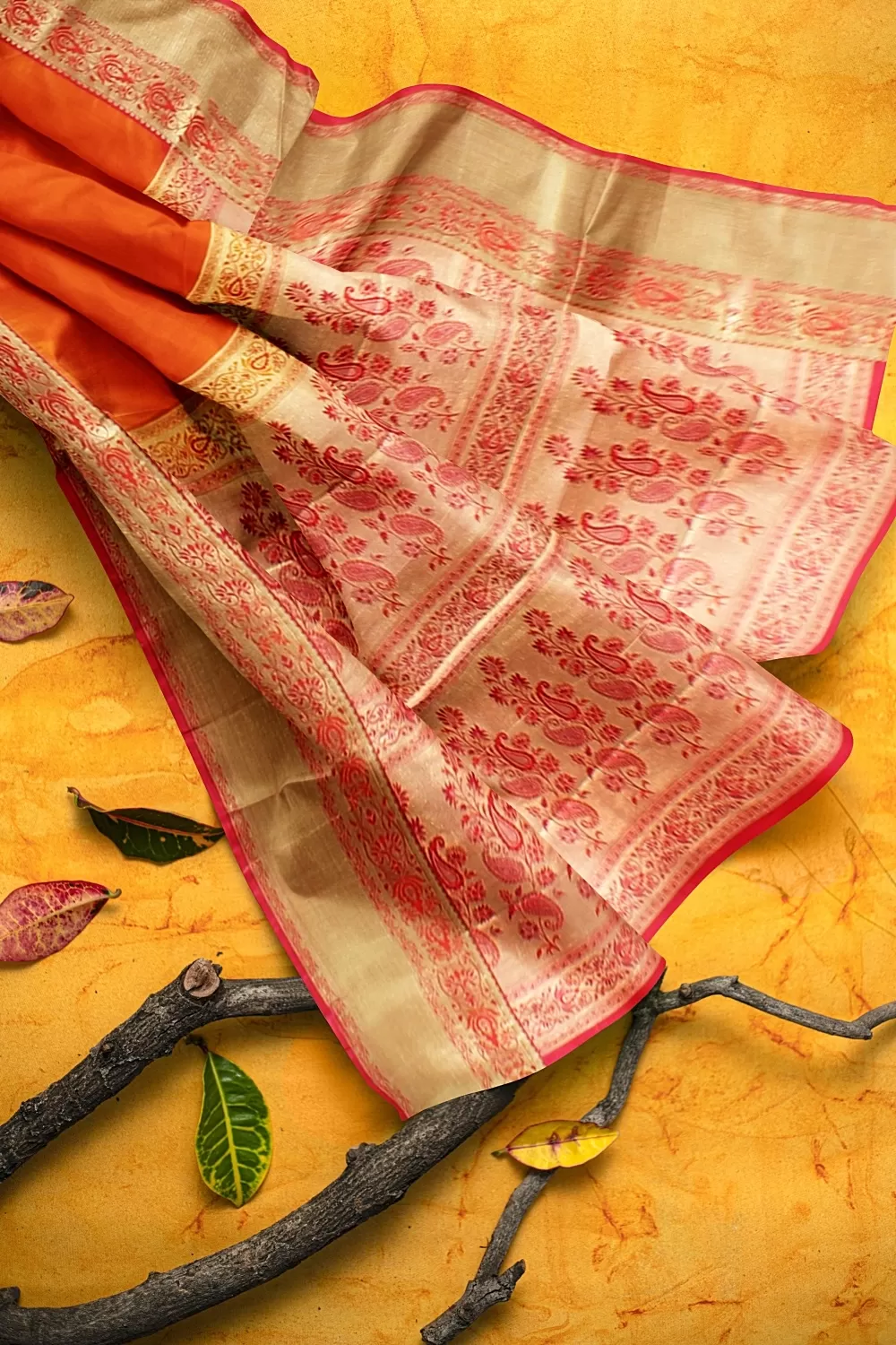 ORANGE KANJIVARAM SILK SAREE