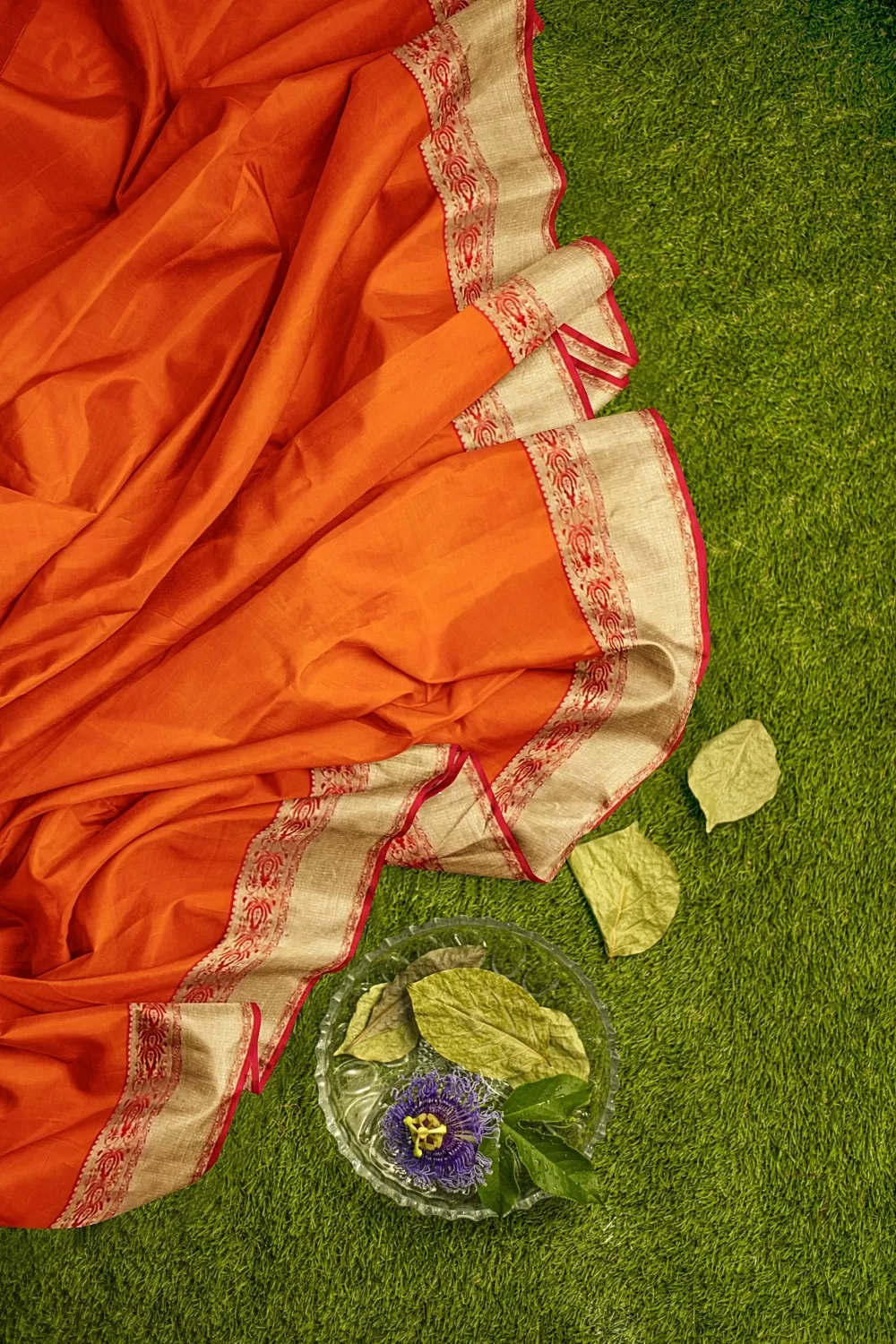 ORANGE KANJIVARAM SILK SAREE