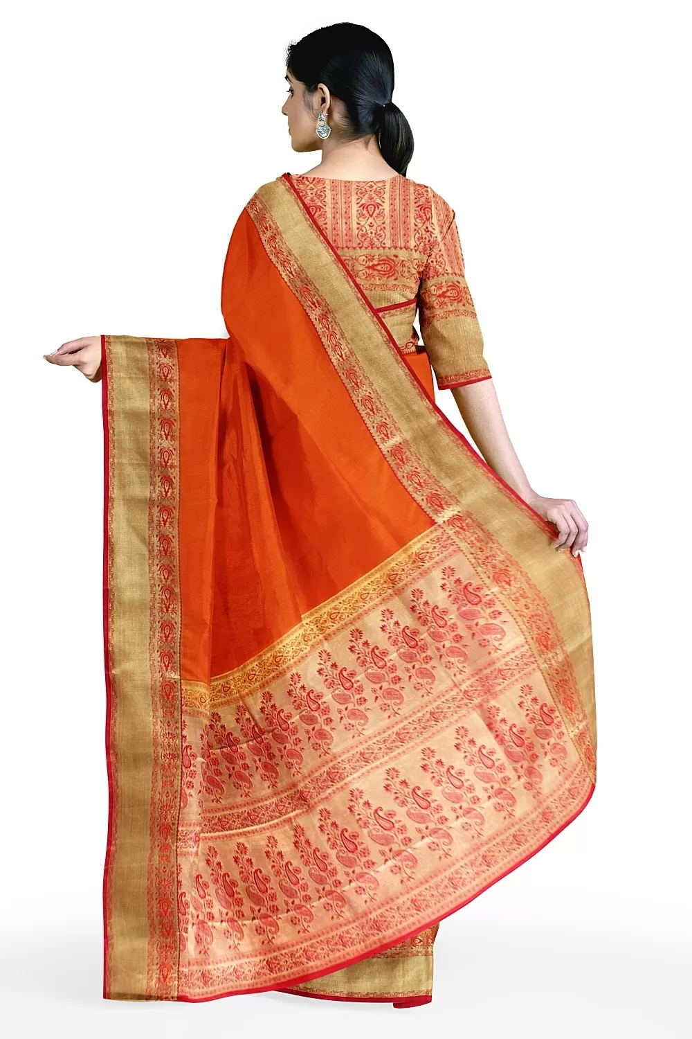 ORANGE KANJIVARAM SILK SAREE