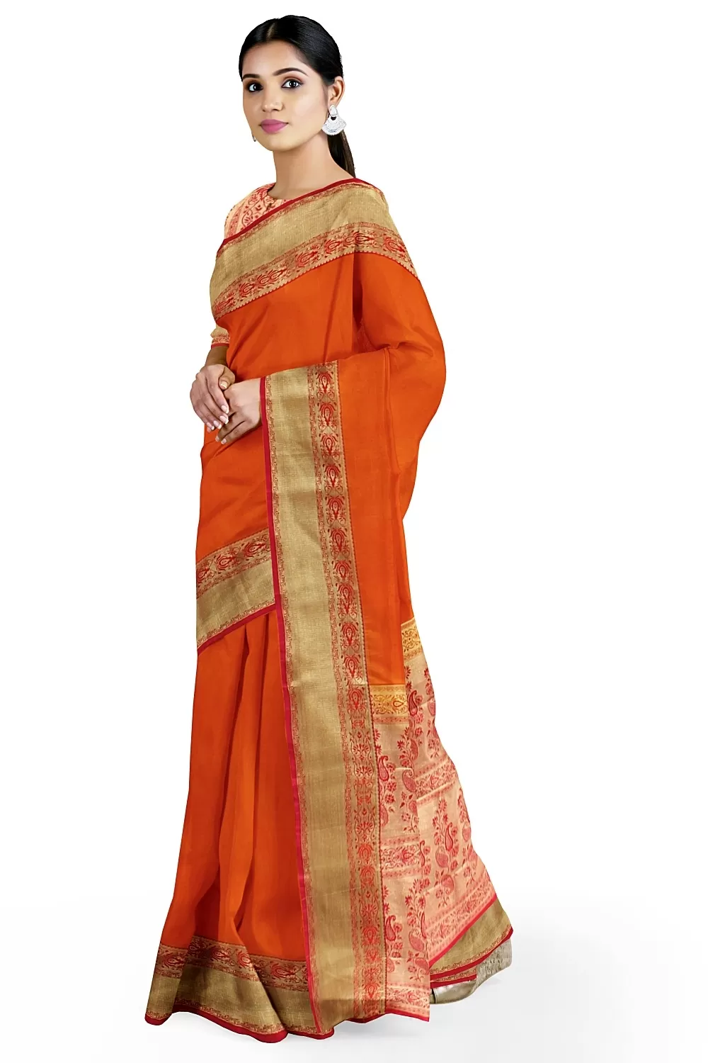 ORANGE KANJIVARAM SILK SAREE