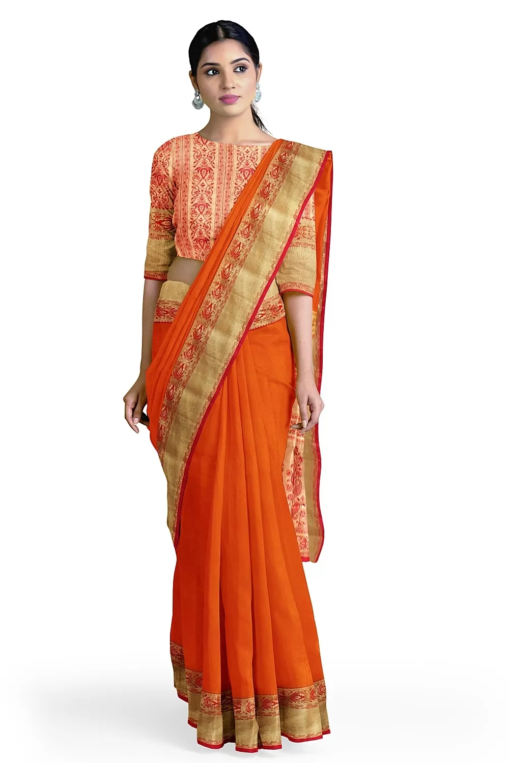 ORANGE KANJIVARAM SILK SAREE