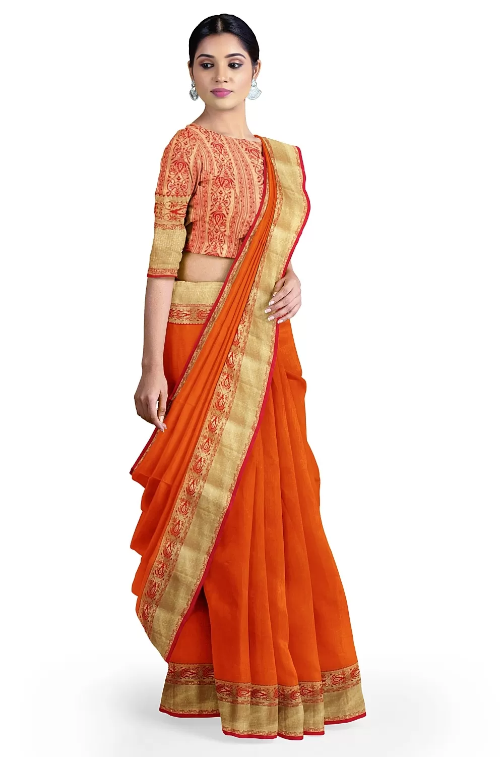 ORANGE KANJIVARAM SILK SAREE