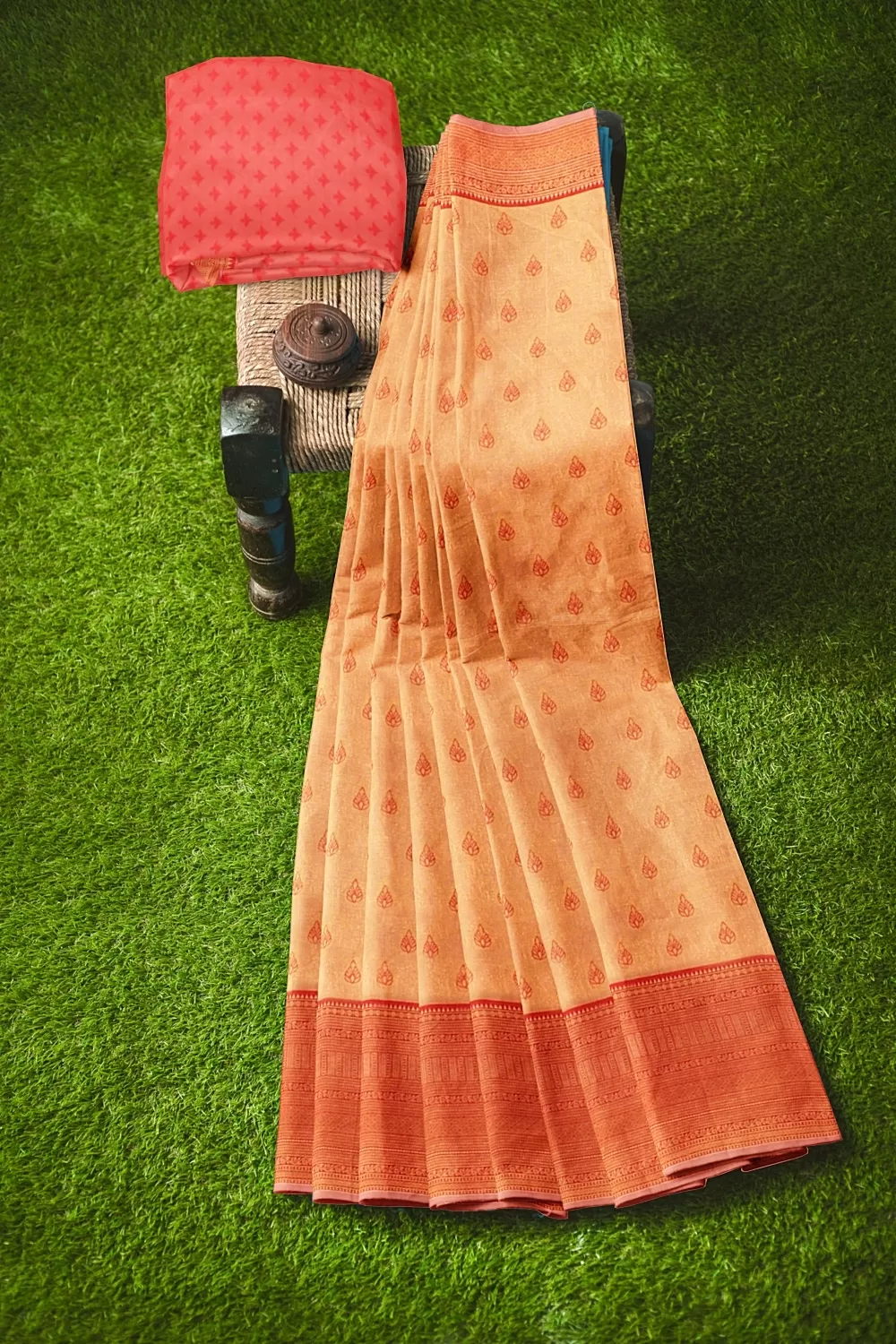 PEACH BANARSI SILK SAREE