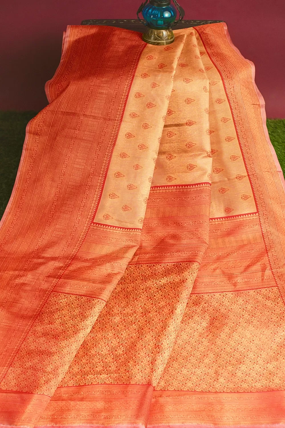 PEACH BANARSI SILK SAREE