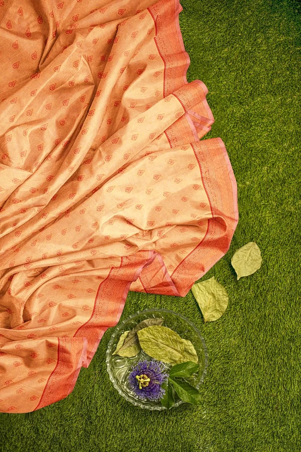 PEACH BANARSI SILK SAREE