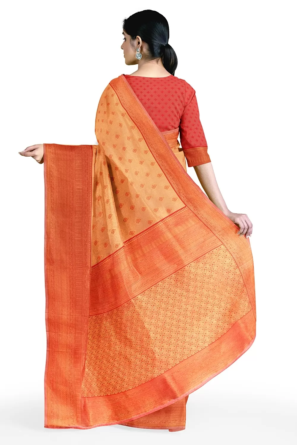 PEACH BANARSI SILK SAREE