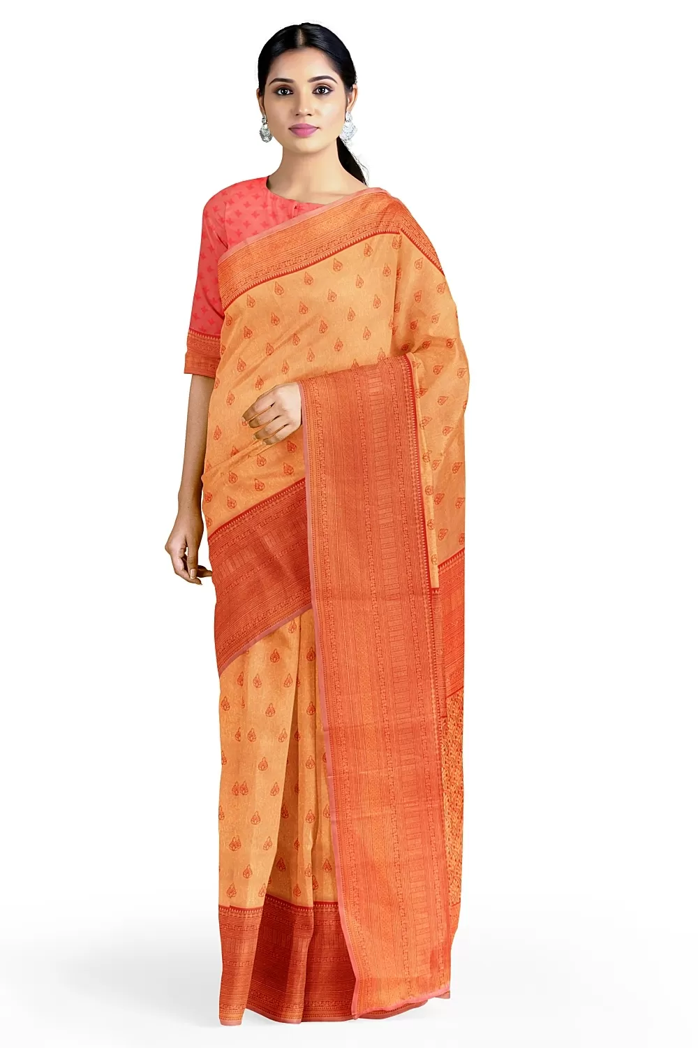 PEACH BANARSI SILK SAREE