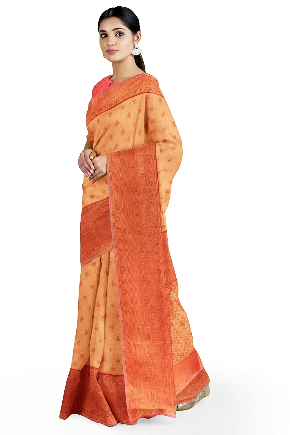 PEACH BANARSI SILK SAREE