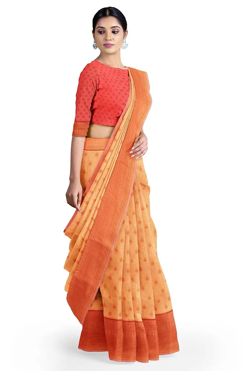 PEACH BANARSI SILK SAREE