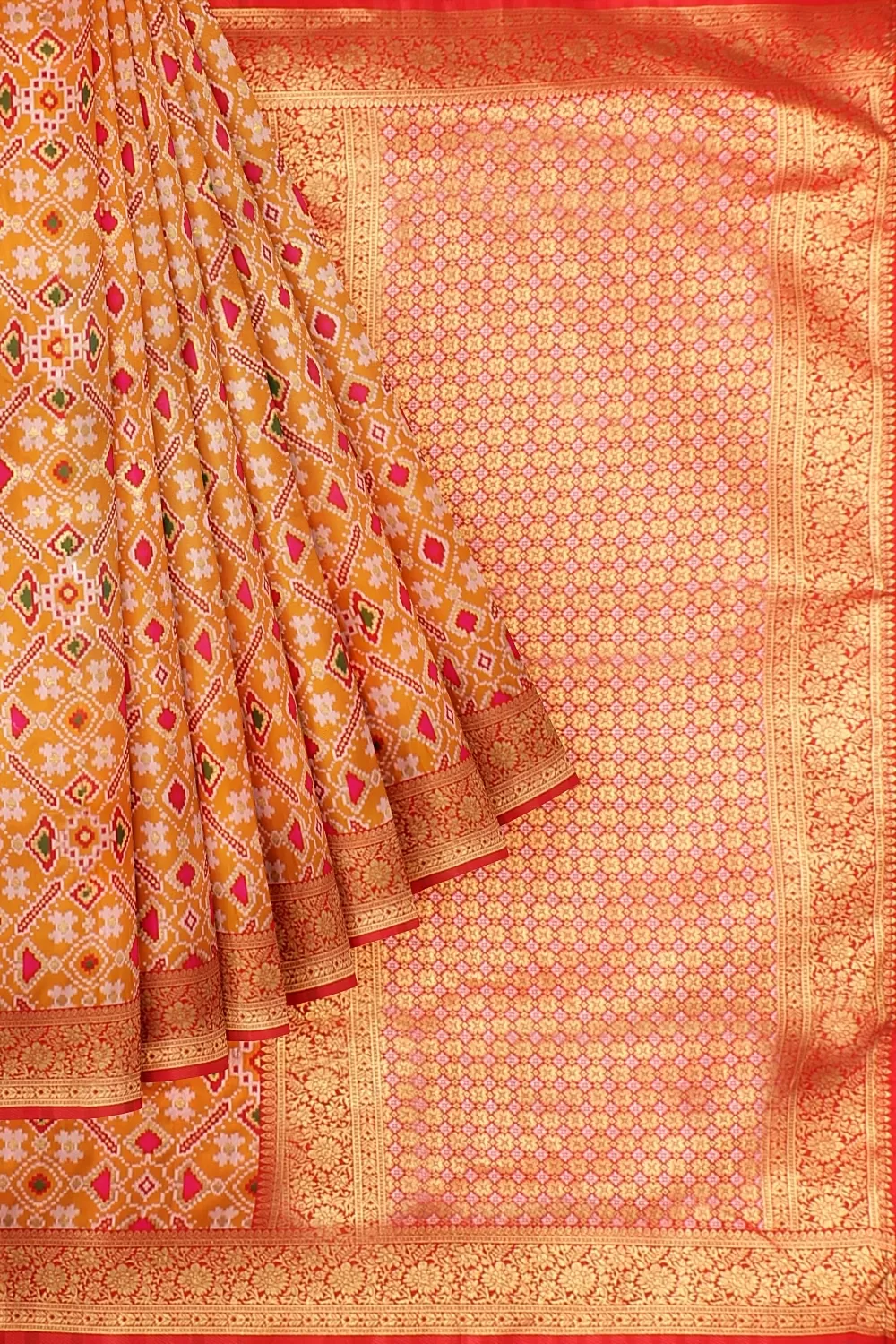 MUSTARD HADRABADI SILK SAREE