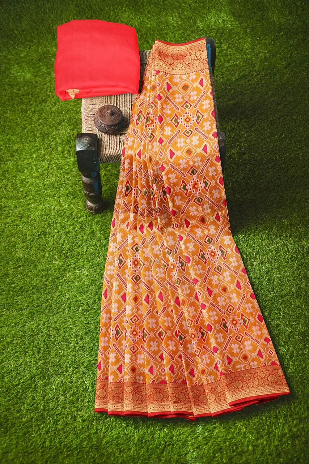 MUSTARD HADRABADI SILK SAREE