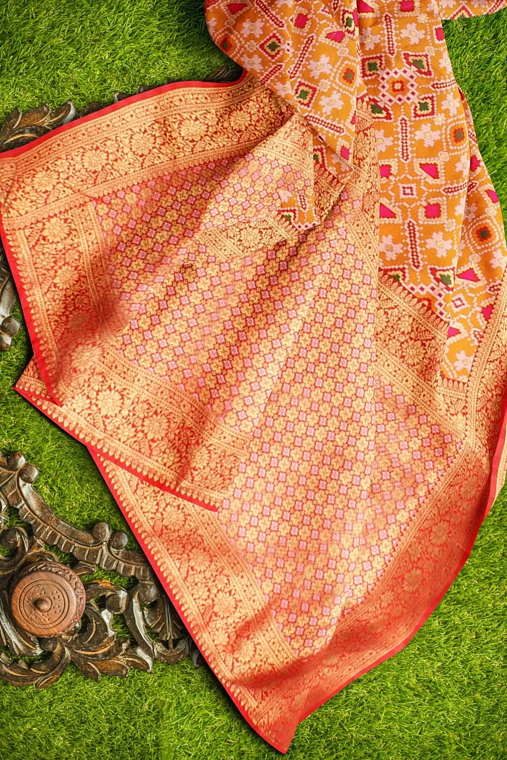 MUSTARD HADRABADI SILK SAREE