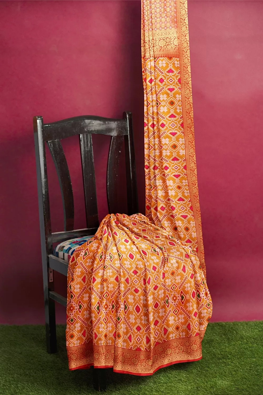 MUSTARD HADRABADI SILK SAREE