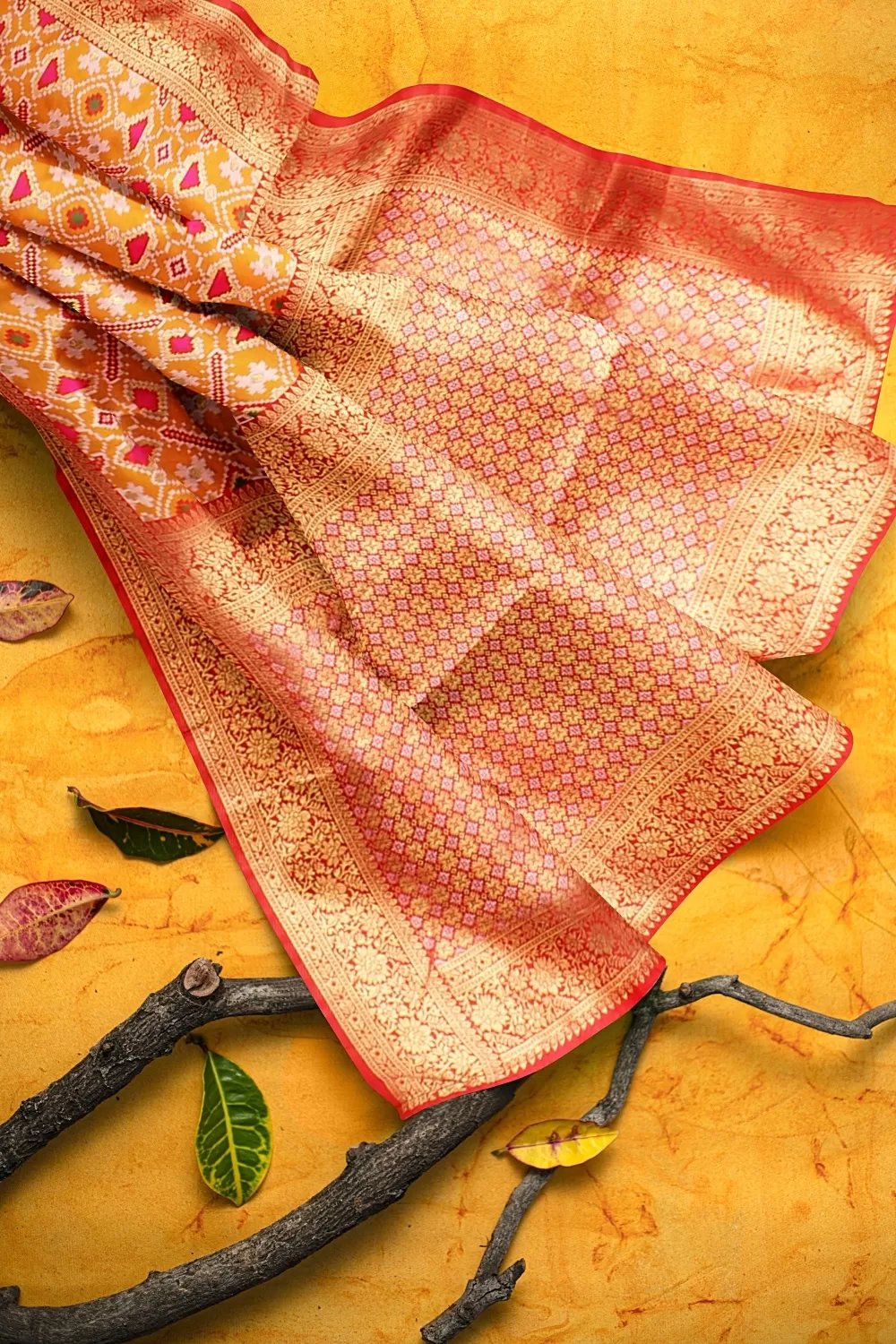 MUSTARD HADRABADI SILK SAREE