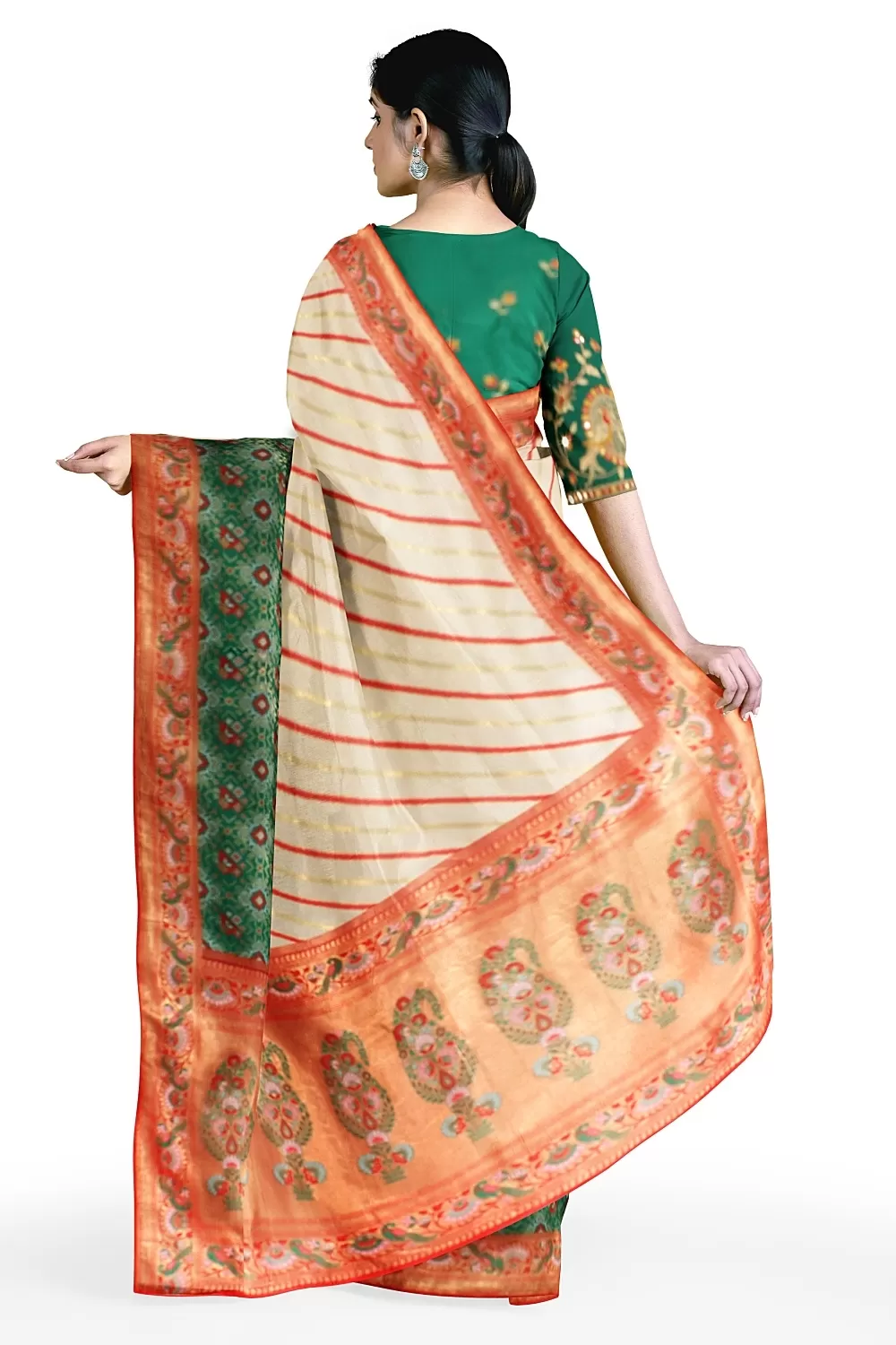 Green Ikat Leheriya Silk Saree