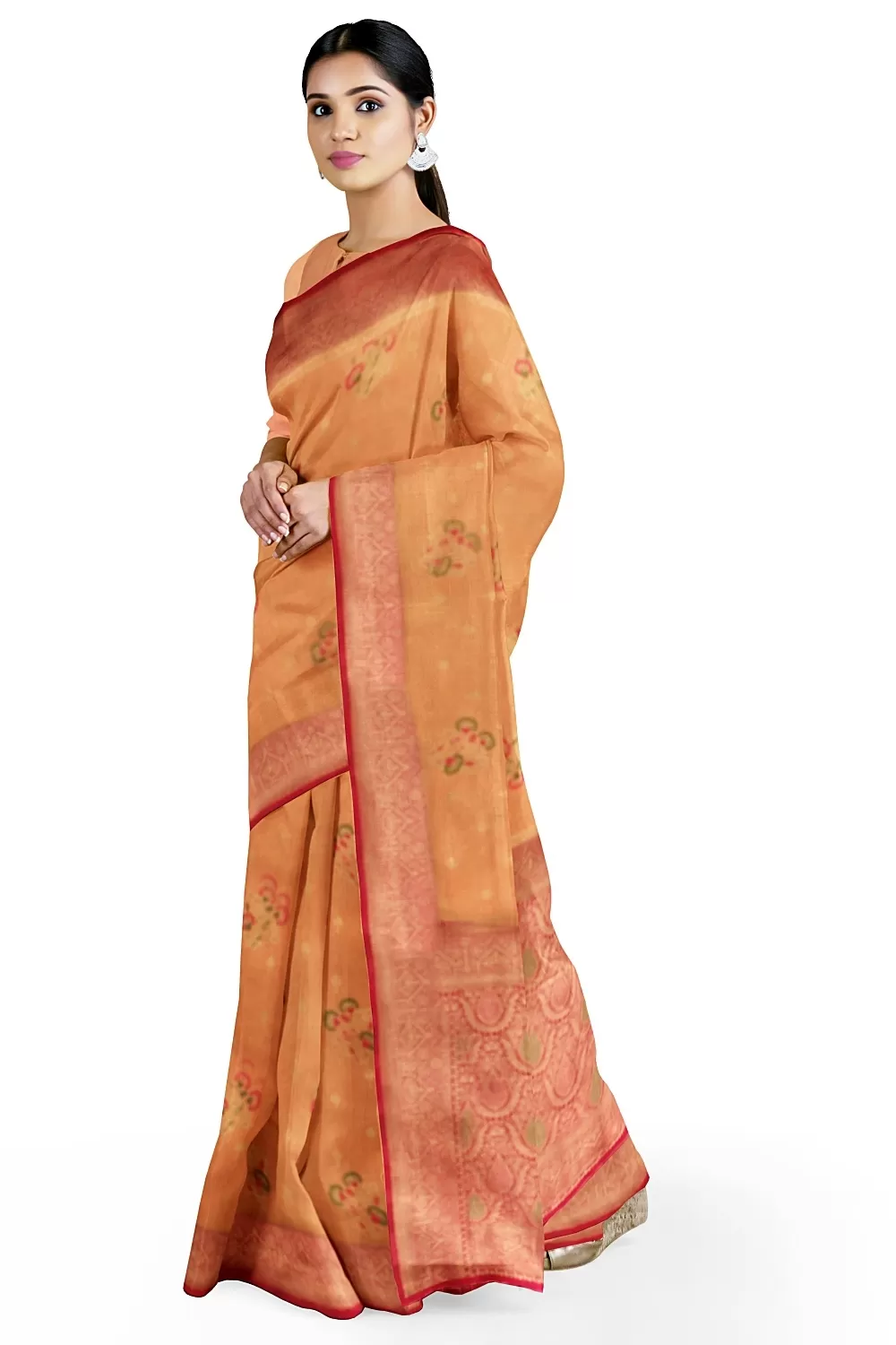 Peach Kanjivaram Soft Silk Saree