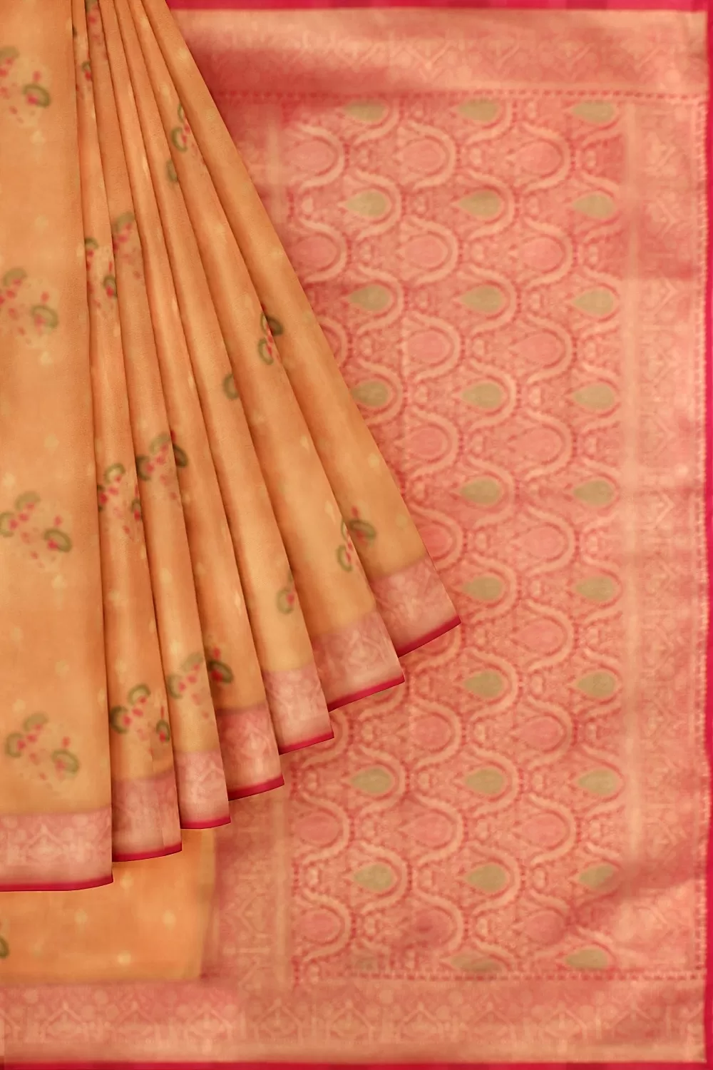 Peach Kanjivaram Soft Silk Saree