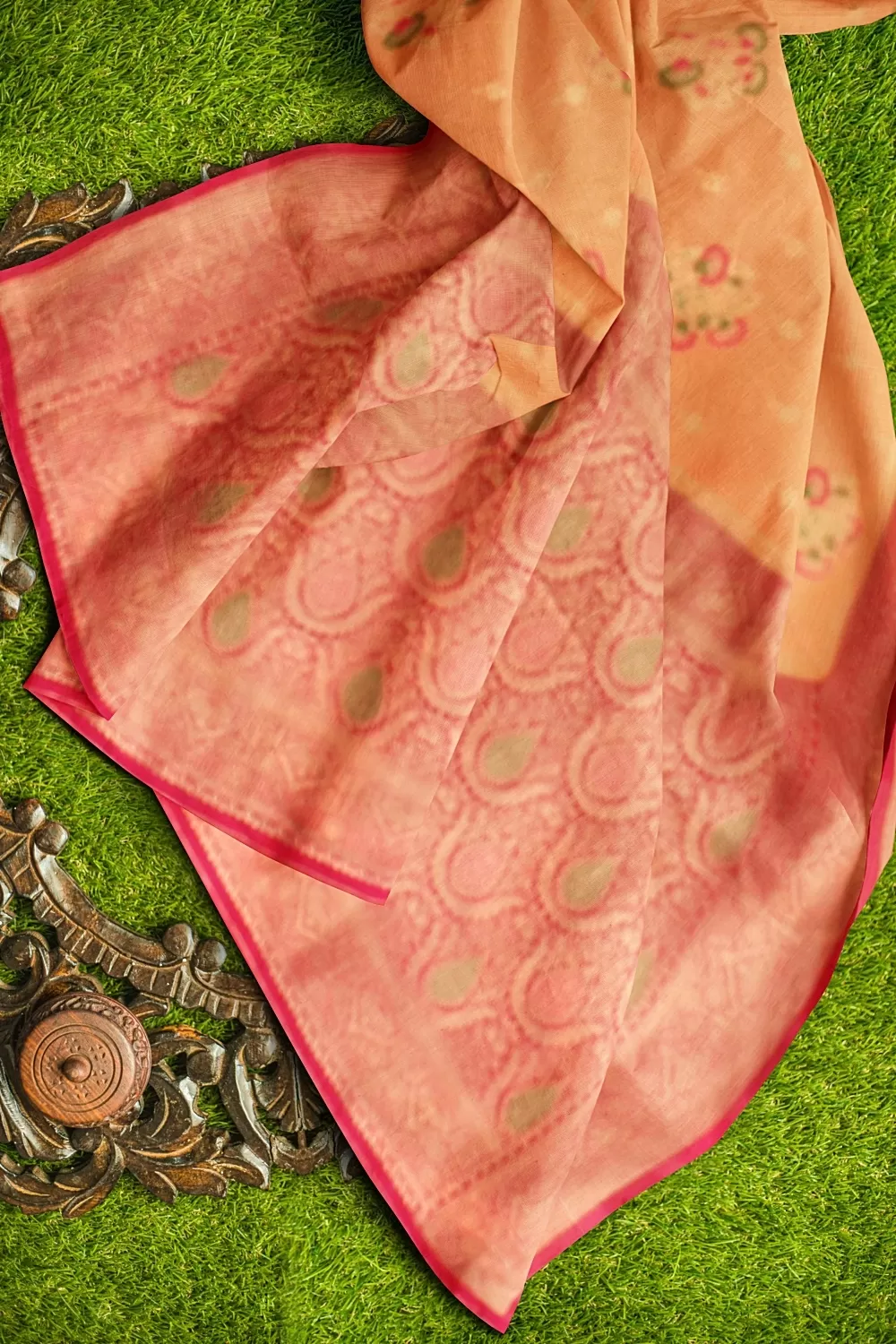 Peach Kanjivaram Soft Silk Saree