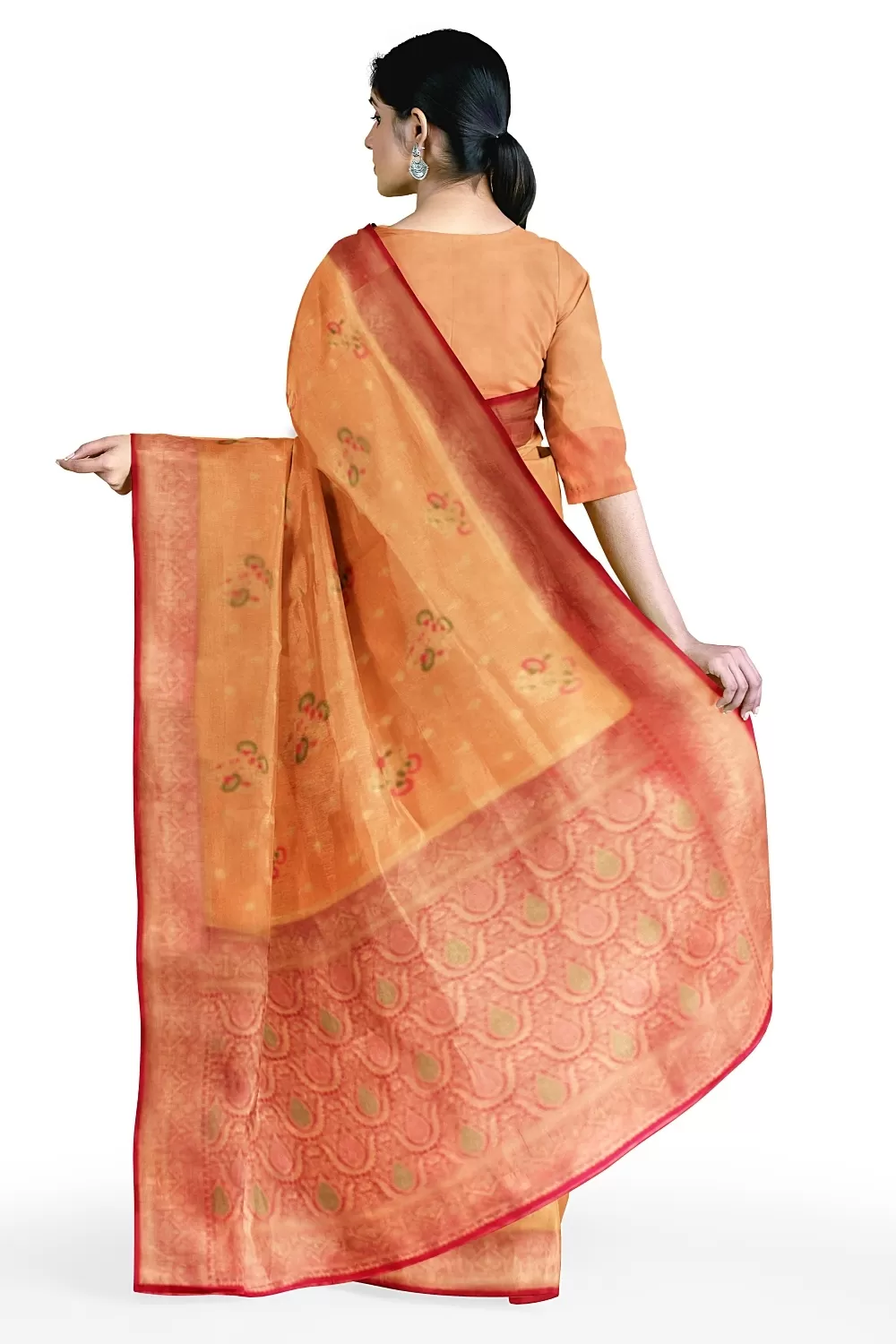 Peach Kanjivaram Soft Silk Saree