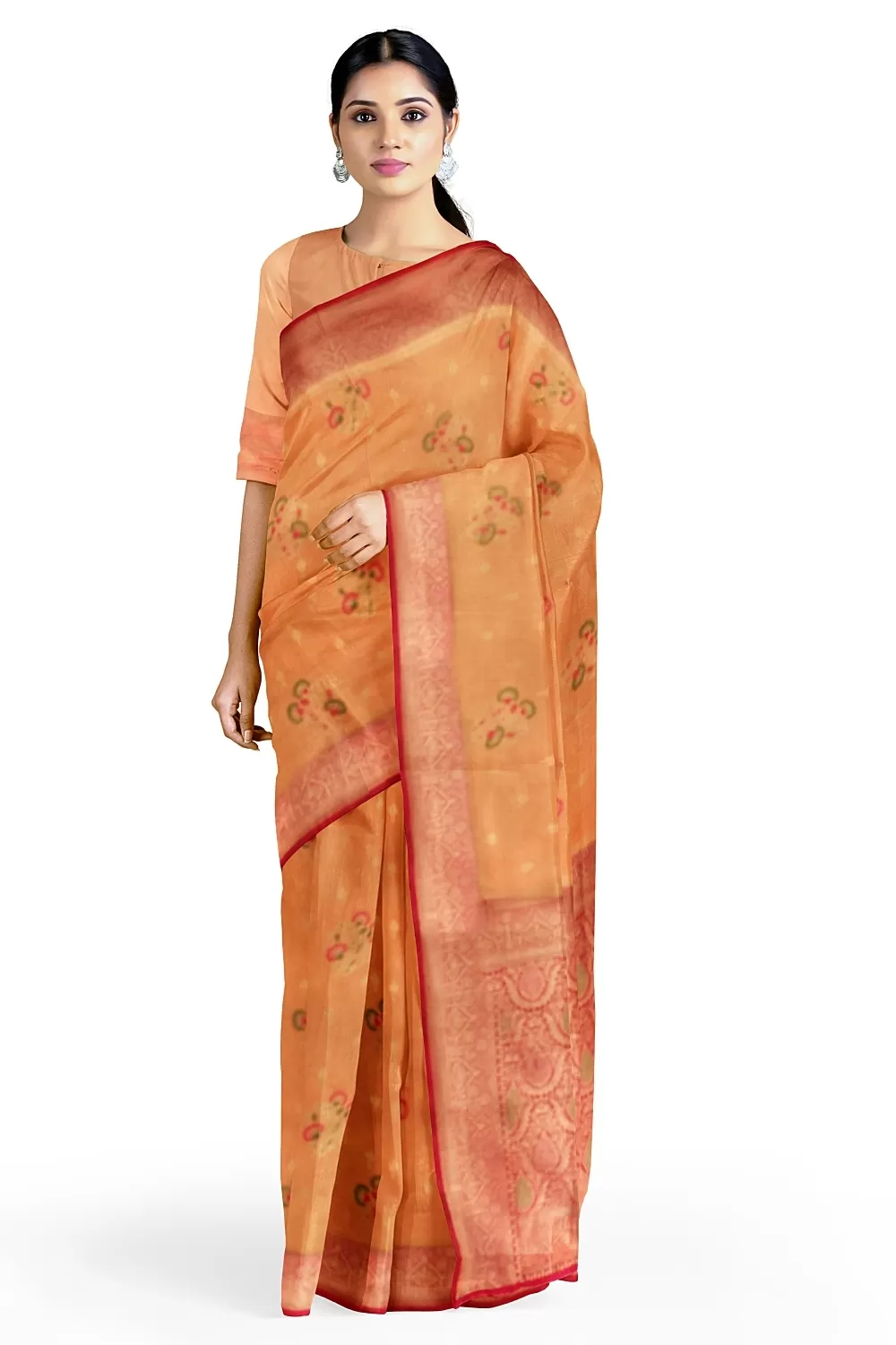 Peach Kanjivaram Soft Silk Saree