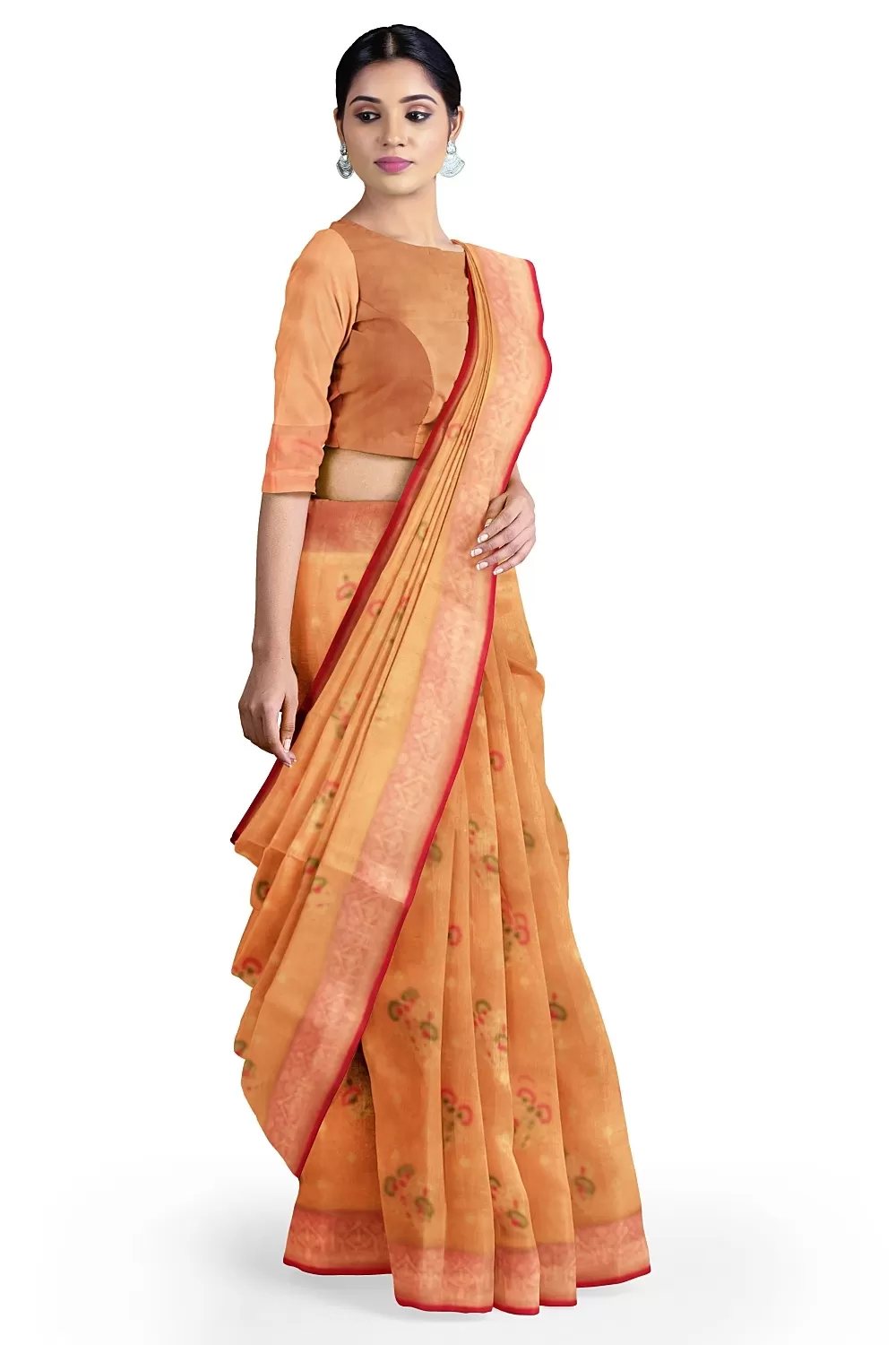 Peach Kanjivaram Soft Silk Saree