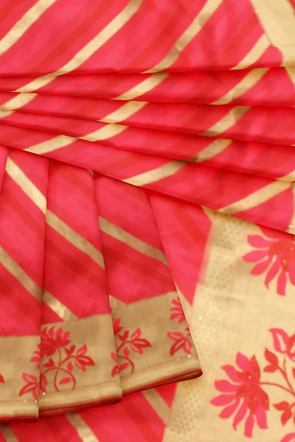 Carrot Pink Banarsi Soft Silk Saree