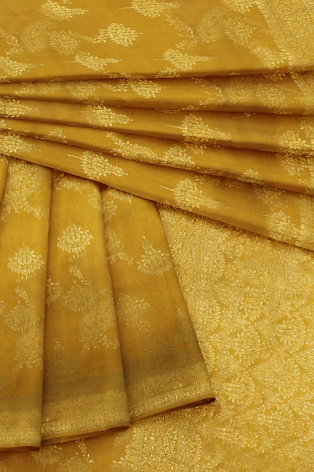 Mustard Monga Soft Silk Saree