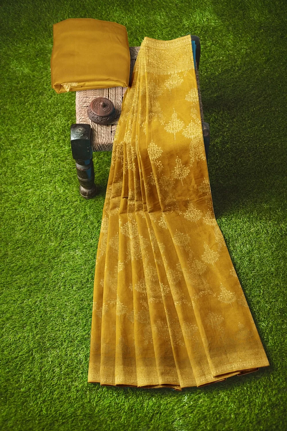 Mustard Monga Soft Silk Saree