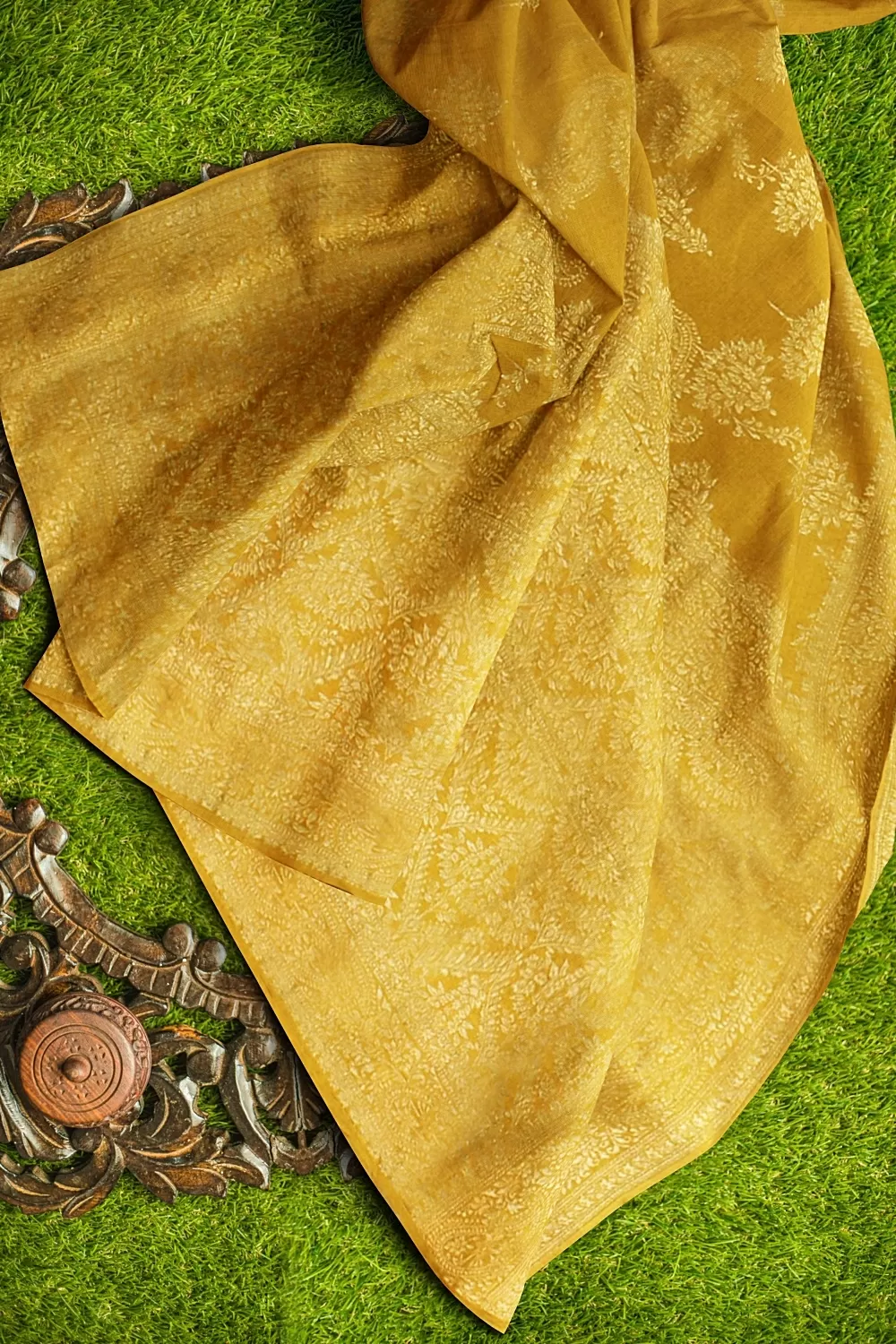 Mustard Monga Soft Silk Saree