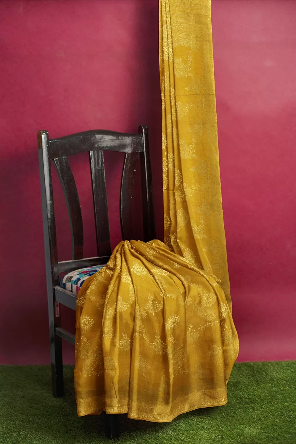 Mustard Monga Soft Silk Saree