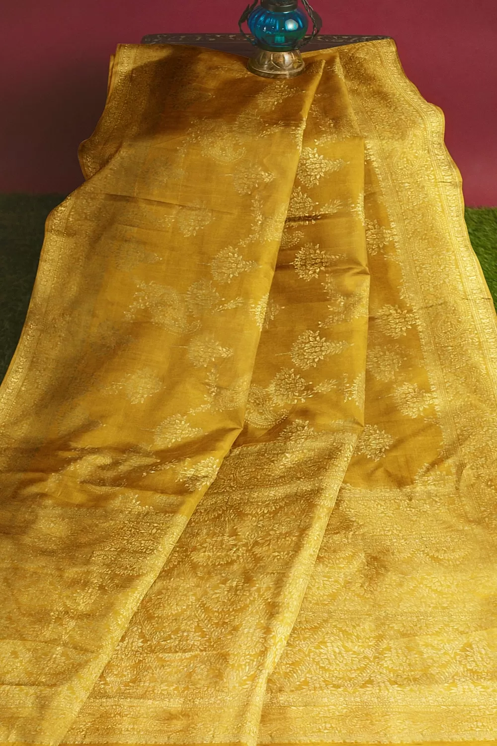 Mustard Monga Soft Silk Saree