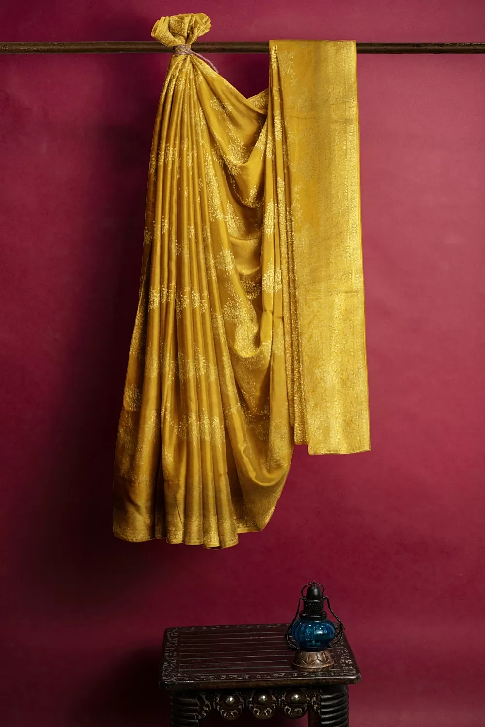 Mustard Monga Soft Silk Saree