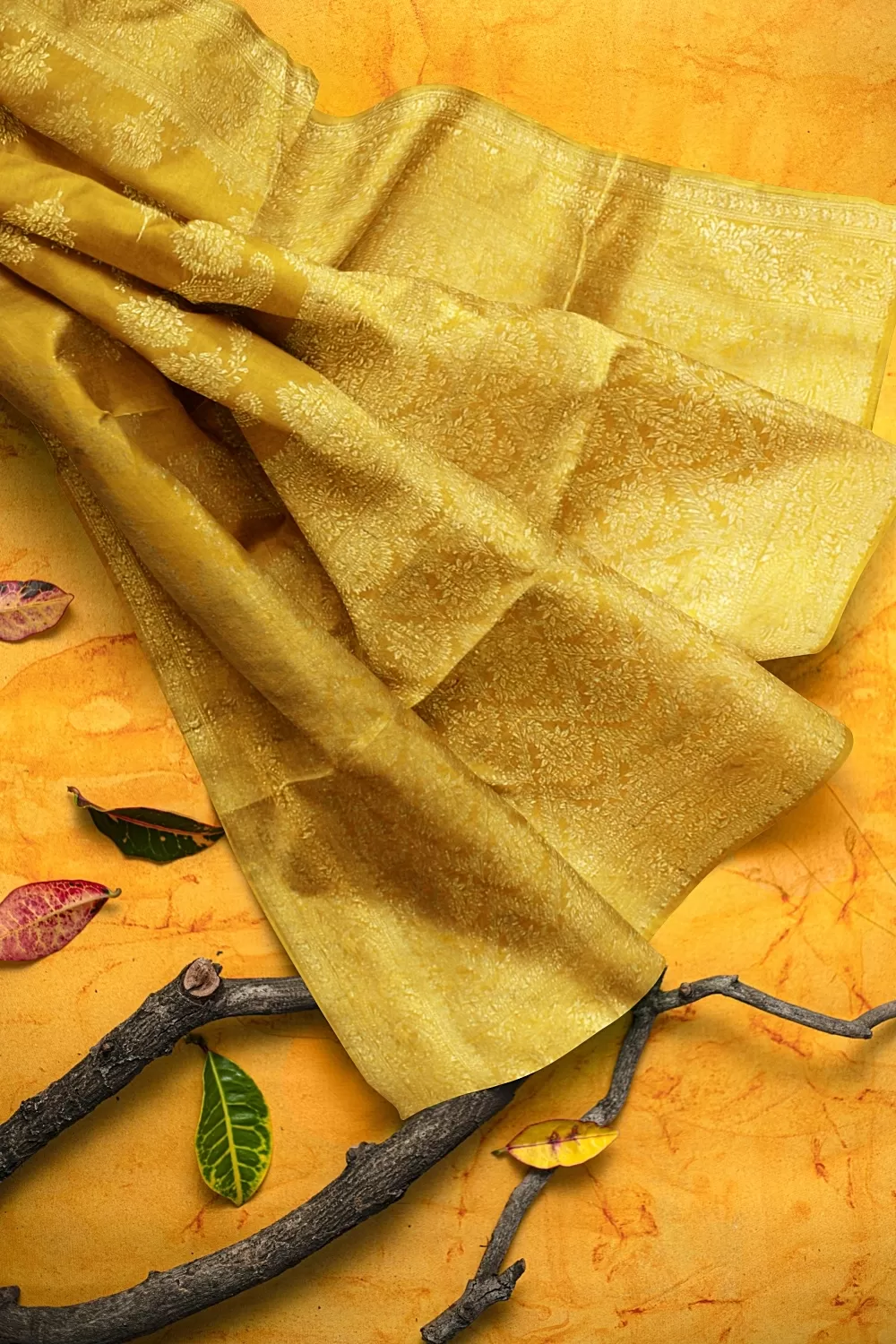 Mustard Monga Soft Silk Saree