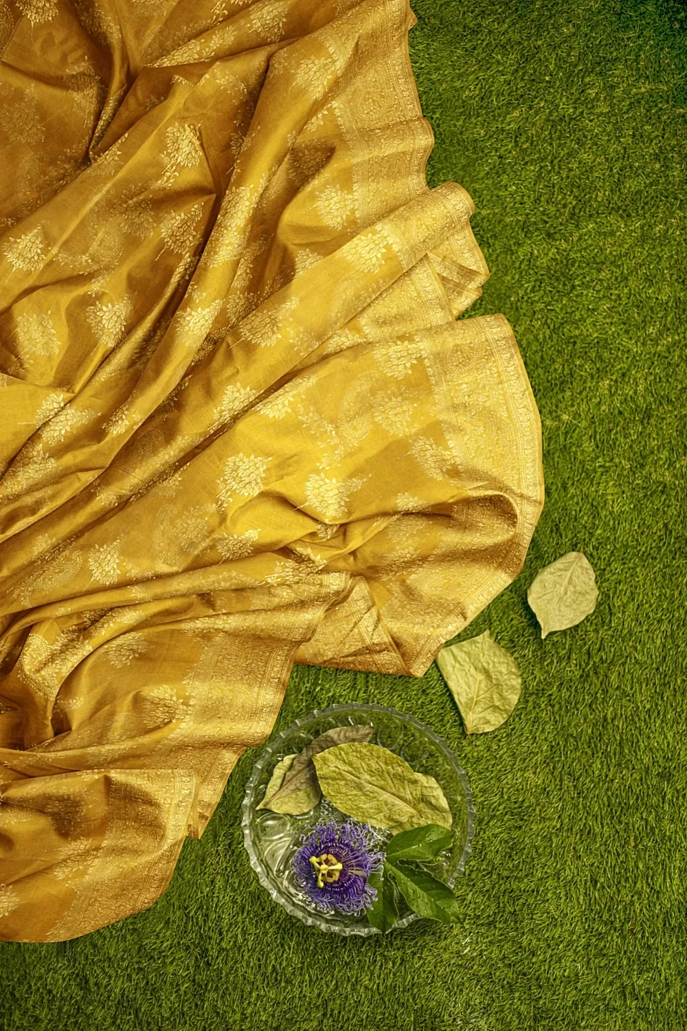 Mustard Monga Soft Silk Saree