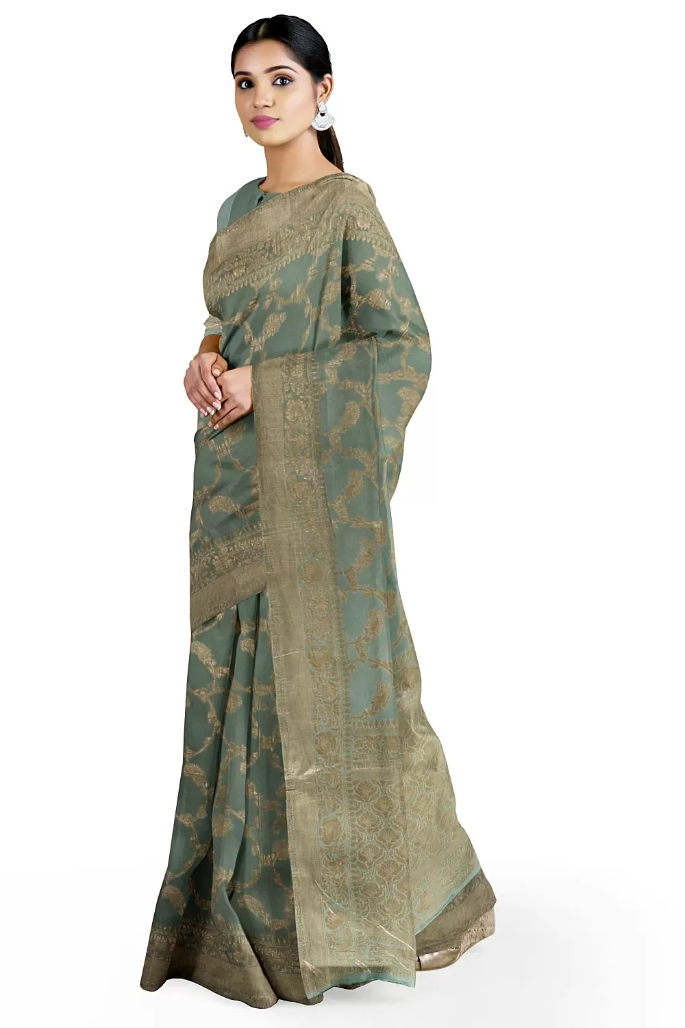 Sea Green Mysore Georgette Saree