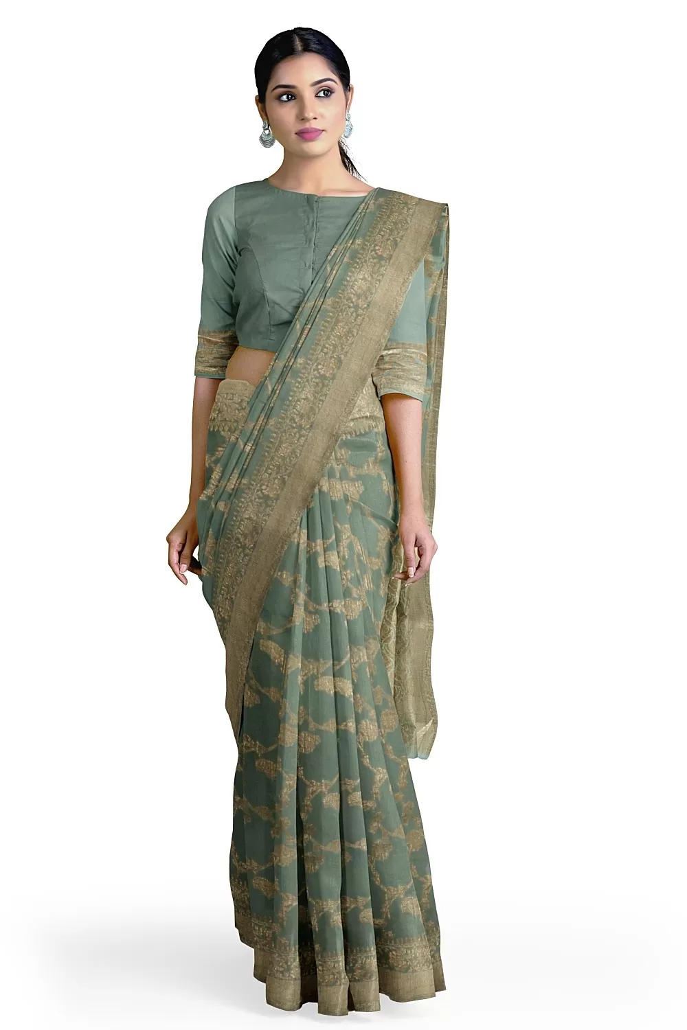 Sea Green Mysore Georgette Saree