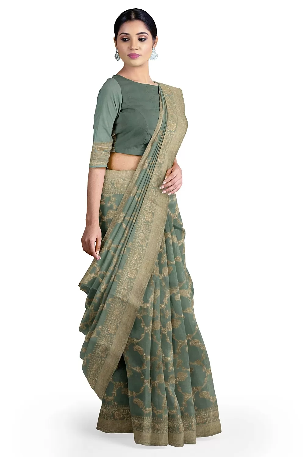 Sea Green Mysore Georgette Saree