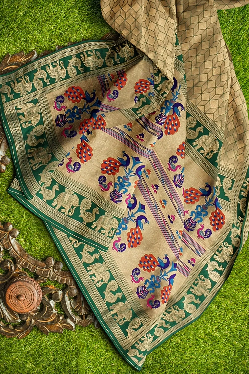 Green Kanjivaram Soft Silk Saree