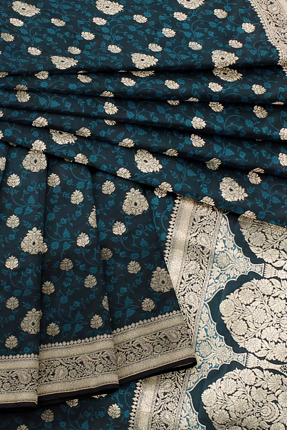 Peacock Blue Banalore Soft Silk Saree