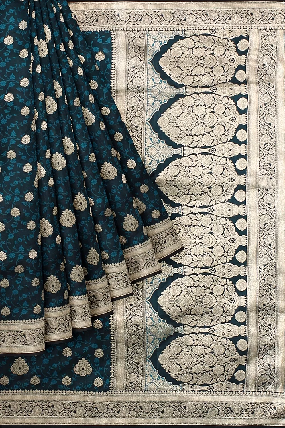 Peacock Blue Banalore Soft Silk Saree