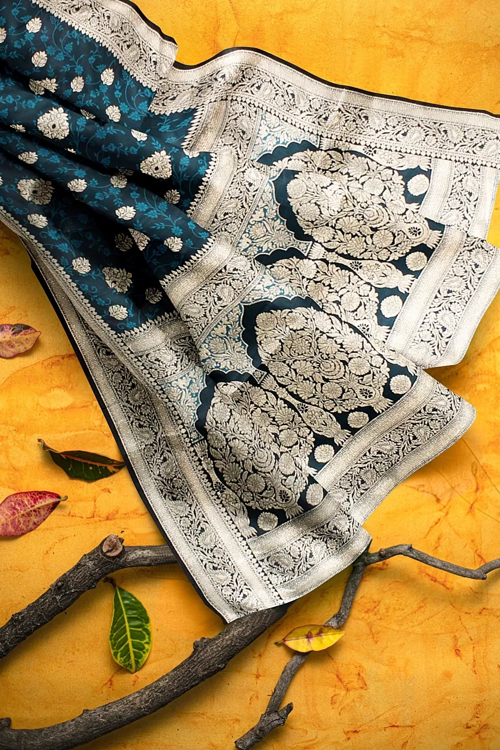 Peacock Blue Banalore Soft Silk Saree