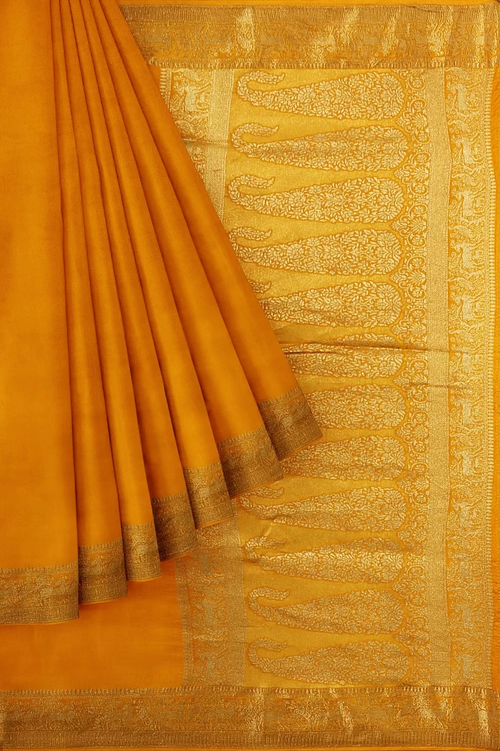 Mustard Dola Soft Silk Saree