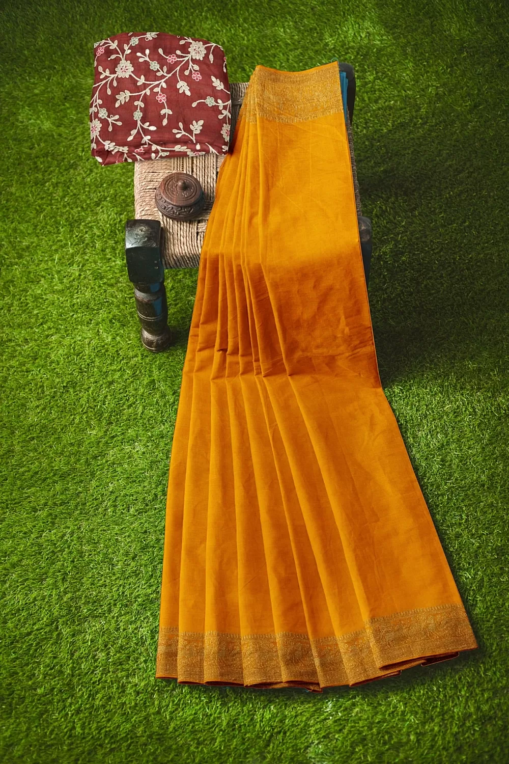 Mustard Dola Soft Silk Saree