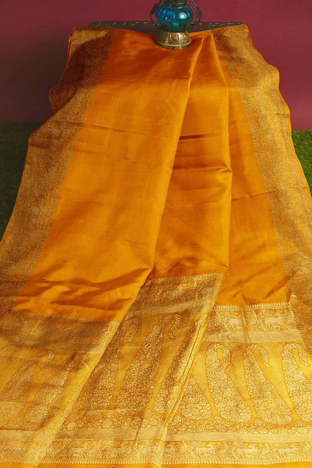 Mustard Dola Soft Silk Saree