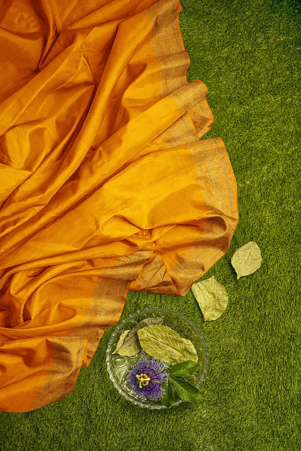 Mustard Dola Soft Silk Saree